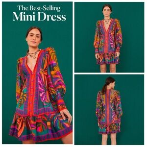 Anthropologie | Farm Rio Graphic Foliage Mini Dress